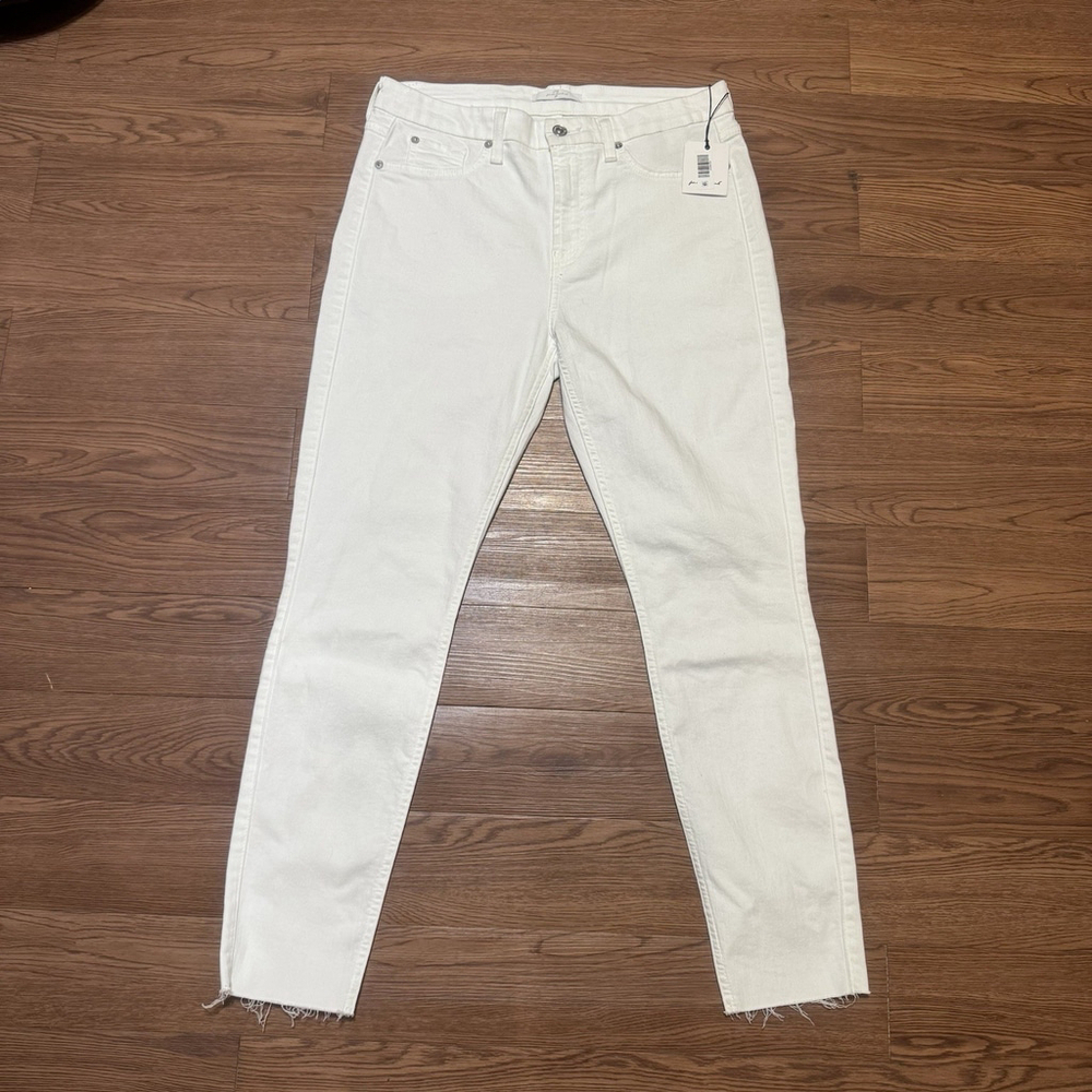 NWT 7 Seven For All Mankind High Waist Ankle Skinny Jeans Sz:31 Stretch Raw Hem
